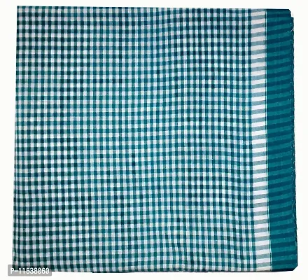THE ANTILLES FABRICS White Green Check Pettern Cotton GAMCHA New  Modern Look, Size (32?70) INCHES-thumb2