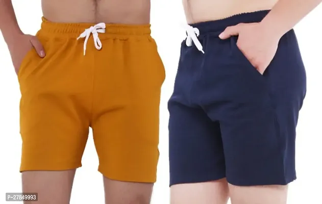 Men Solid  Basic, Gym, Shorts Sports Shorts Bottom Set (PACK of 2)-thumb0