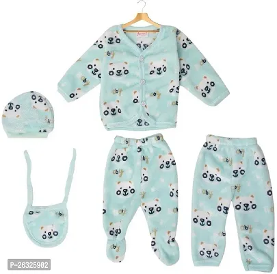 Comfertable Cotton Blend Green Clothing Sets For Kids