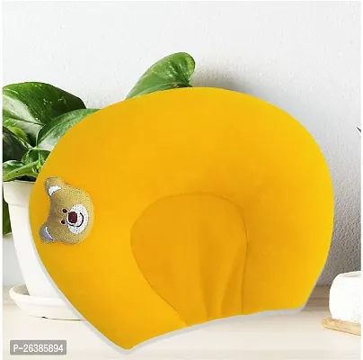 Comfortable Yellow Velvet Solid Baby Pillow-thumb0