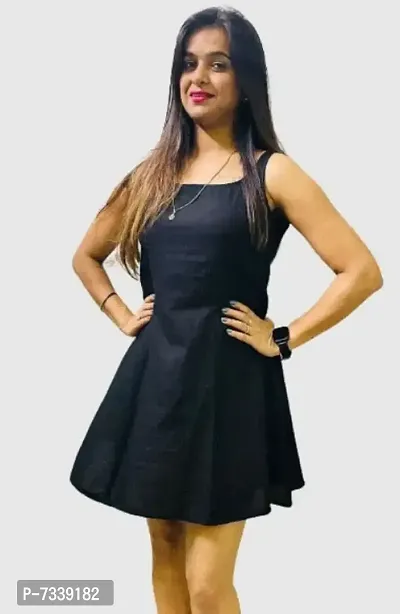 Valbone Women's Black Rayon Printed Thai Length One Piece Dress Sleeve –  valbone