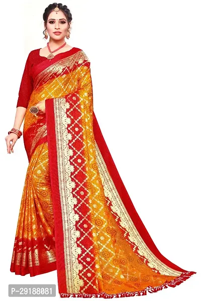 Stylish Mustard Polycotton Saree With Blouse Piece For Women