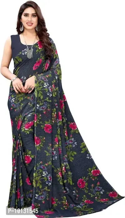 Trendy Georgette Printed Saree With Blouse Piece For Women