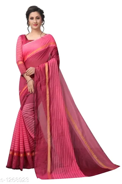 Women Stylish Silk Striped Saree with Blouse piece