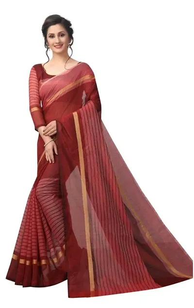 Self Pattern Chanderi Saree with Blouse piece