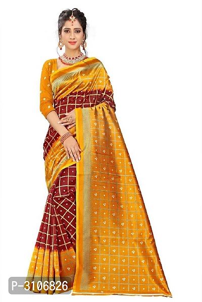 Elite Yellow Printed Mysore Silk Saree with Blouse piece