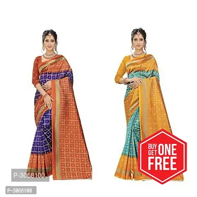 Multicoloured Mysore Silk Bandhej Printed Saree With Bouse Piece