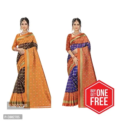 Multicoloured  Art Silk Saree With Blouse Piece - Pack Of 2