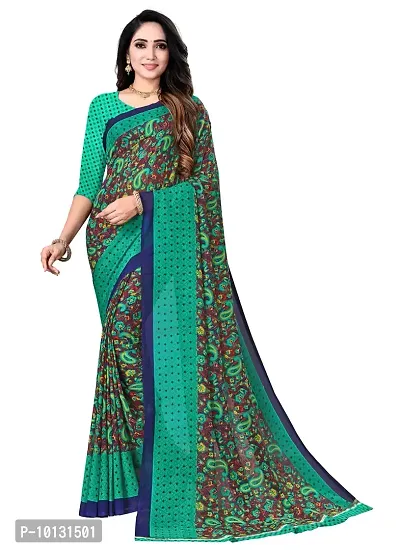 Trendy Georgette Printed Saree With Blouse Piece For Women-thumb0