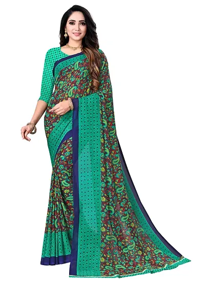 DESIGNER GEORGETTE BANDHANI PRINT LACED SAREE WITH RUNNING BLOUSE