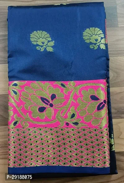 Stylish Navy Blue Art Silk Saree With Blouse Piece For Women