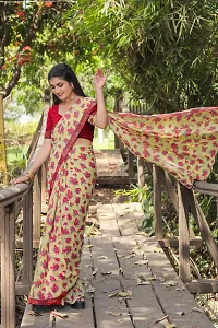 Stylish Beige Georgette Saree With Blouse Piece For Women-thumb3