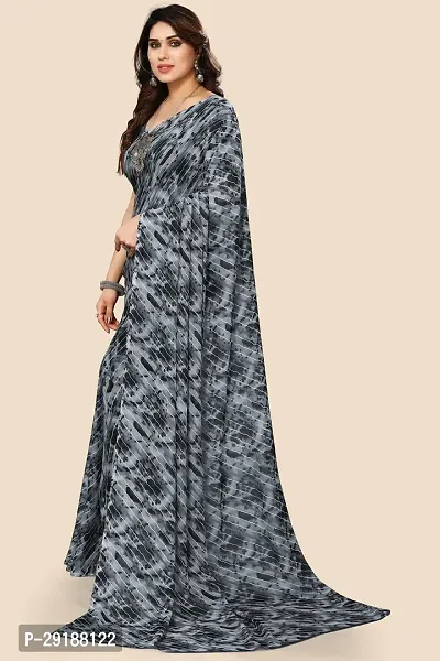 Stylish Grey Georgette Saree With Blouse Piece For Women-thumb2