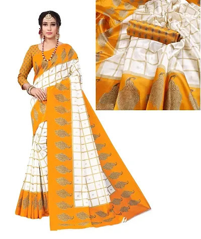 Best Selling Art Silk Saree with Blouse piece 