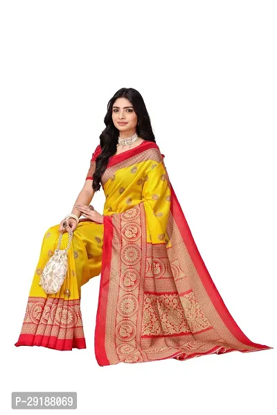 Stylish Yellow Art Silk Saree With Blouse Piece For Women-thumb3