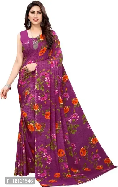 Trendy Georgette Printed Saree With Blouse Piece For Women-thumb0