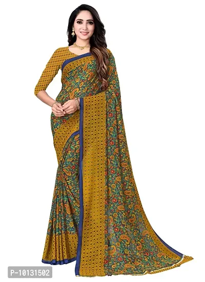 Trendy Georgette Printed Saree With Blouse Piece For Women