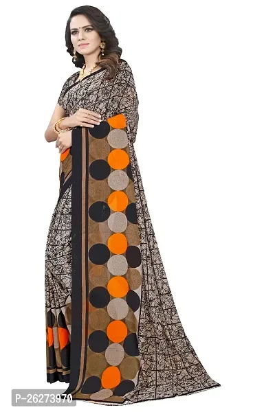 Beautiful Multicoloured Georgette Printed Saree With Blouse Piece-thumb0