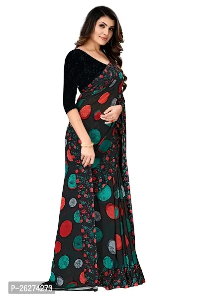 Beautiful Multicoloured Georgette Printed Saree With Blouse Piece