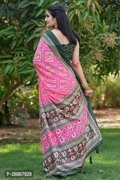 Stylish Pink Art Silk Saree With Blouse Piece For Women-thumb2