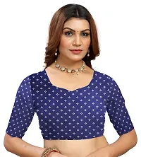 Stylish Navy Blue Art Silk Saree With Blouse Piece For Women-thumb3