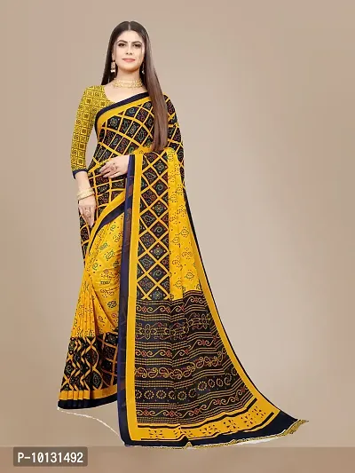 Trendy Georgette Printed Saree With Blouse Piece For Women-thumb0