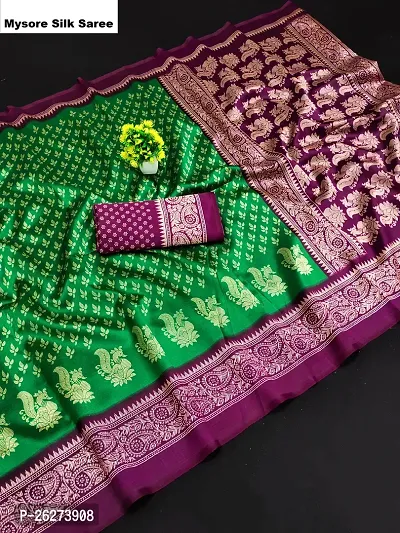 Beautiful Green Art Silk Printed Saree With Blouse Piece-thumb0