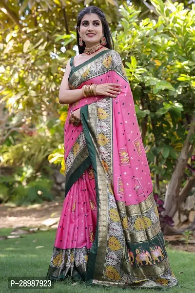 Stylish Pink Art Silk Saree With Blouse Piece For Women-thumb3