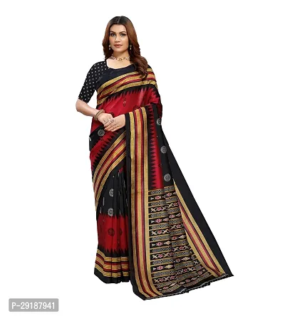 Stylish Black Art Silk Saree With Blouse Piece For Women-thumb0