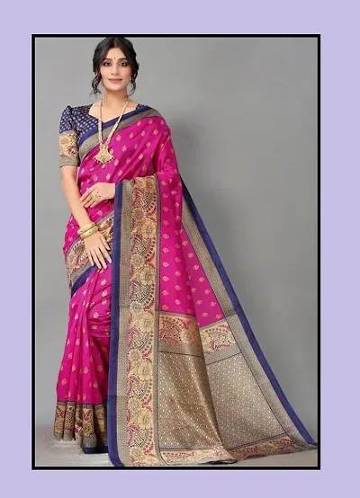 Stylish Art Silk Saree with Blouse piece For Women