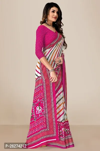 Beautiful Multicoloured Georgette Printed Saree With Blouse Piece-thumb0