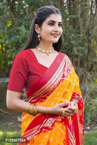 Stylish Mustard Kota Doria Saree With Blouse Piece For Women-thumb4