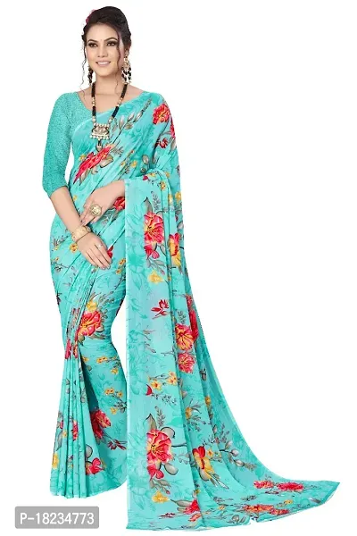 Stylish Georgette  Saree with Blouse piece For Women-thumb0
