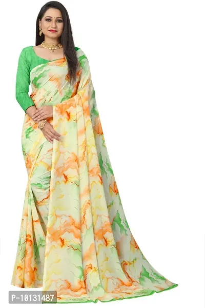 Trendy Georgette Printed Saree With Blouse Piece For Women-thumb0