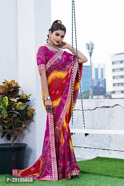 Stylish Multicoloured Georgette Saree With Blouse Piece For Women-thumb3