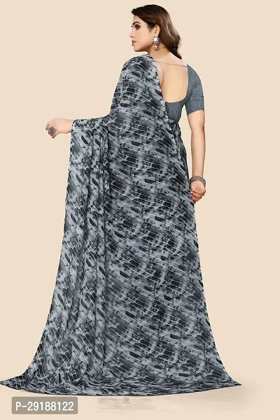 Stylish Grey Georgette Saree With Blouse Piece For Women-thumb3