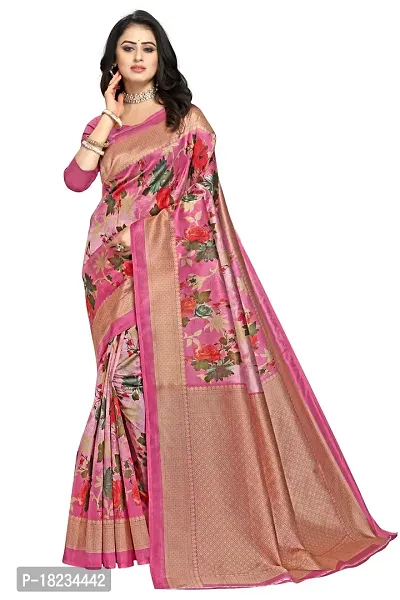 Stylish Art Silk  Saree with Blouse piece For Women-thumb0