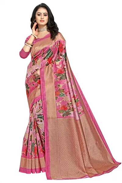 Glamorous Art Silk Saree with Blouse piece 