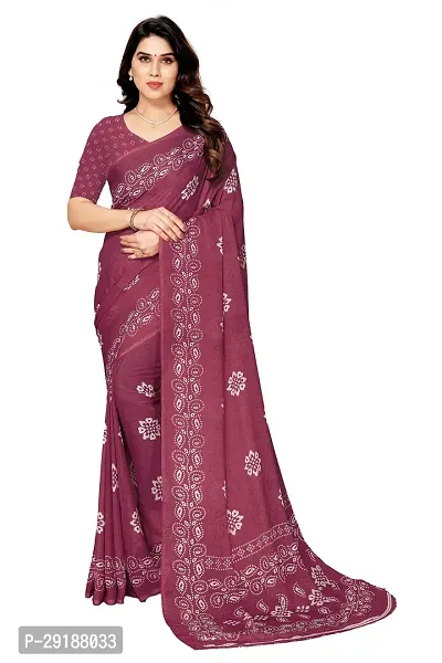 Stylish Purple Georgette Saree With Blouse Piece For Women