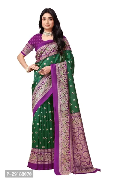 Stylish Green Art Silk Saree With Blouse Piece For Women