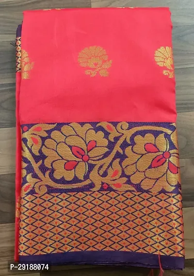 Stylish Red Art Silk Saree With Blouse Piece For Women-thumb0