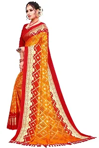 Stylish Mustard Polycotton Saree With Blouse Piece For Women-thumb2