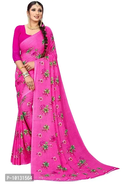 Trendy Georgette Printed Saree With Blouse Piece For Women-thumb0