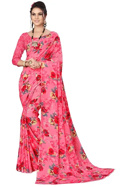 Stylish Georgette Saree with Blouse piece For Women