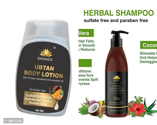 Ebtan Ubtan Body Lotion For All Skin Type- 100 Grams And Herbal Shampoo Sulfate Free And Paraben Free-300 ml- Pack Of 2