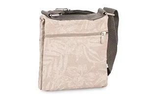 Walletsnbags Twin Side waxedcanvas Floral Print Travel Pouch/Sling Bag (Beige)-thumb1