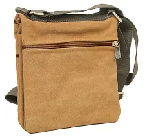 Walletsnbags Men's and Women's Twin Stylish Canvas Sling Cross Body Travel Office Business Messenger one Side Shoulder Bag (Khaki)-thumb1