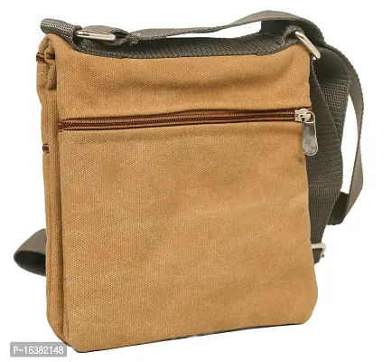 Walletsnbags Men's and Women's Twin Stylish Canvas Sling Cross Body Travel Office Business Messenger one Side Shoulder Bag (Khaki)-thumb2