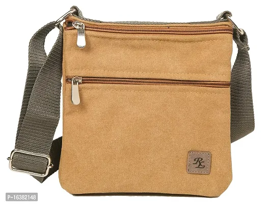 Walletsnbags Men's and Women's Twin Stylish Canvas Sling Cross Body Travel Office Business Messenger one Side Shoulder Bag (Khaki)