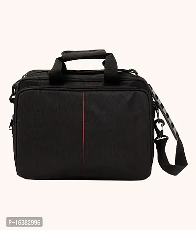 Walletsnbags Men's Mid Rib Design Black Messenger Bag-thumb2